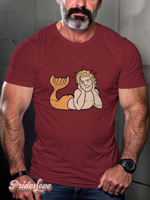 LGBT Mermaid Casual Print T-shirt Maroon / S