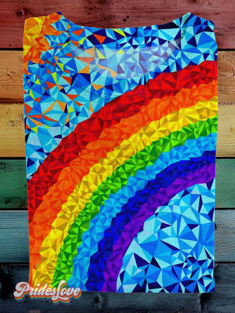 Lgbt Pride Block Rainbow Gradient Casual Print T-Shirt Multicolor / S
