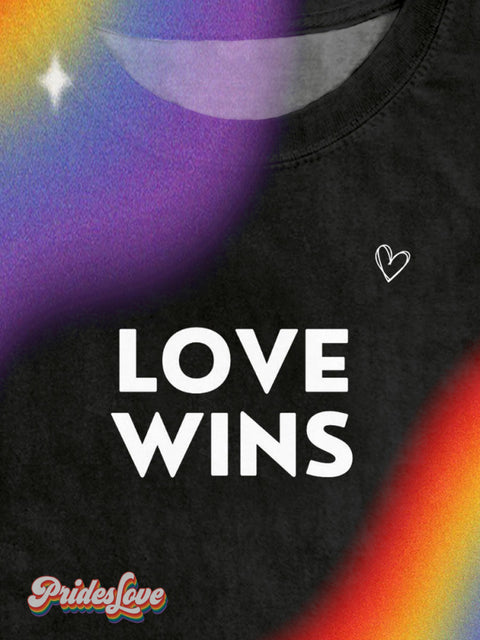 Lgbt Pride Love Wins Rainbow Gradient Casual Print T-Shirt