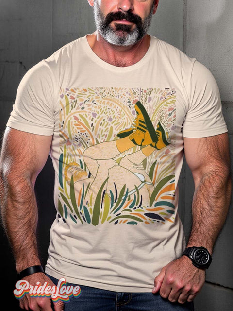 Lgbt Pride Plant Sexy Muscular Man Gay Art T-Shirt Multicolor / S