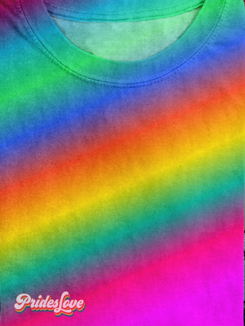 Lgbt Pride Rainbow Gradient Casual Print T-Shirt