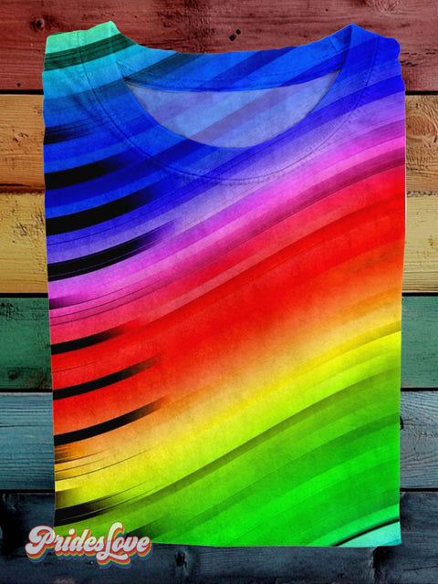 Lgbt Pride Rainbow Gradient Casual Print T-Shirt Multicolor / S