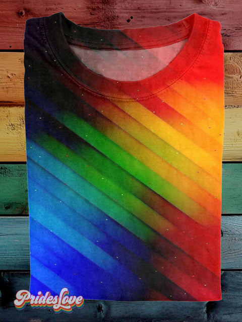 Lgbt Pride Rainbow Gradient Casual Print T-Shirt Multicolor / S
