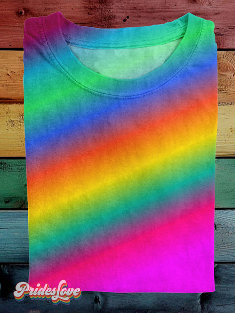 Lgbt Pride Rainbow Gradient Casual Print T-Shirt Multicolor / S