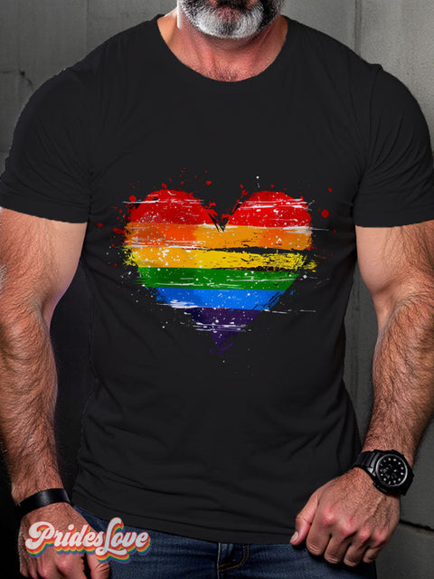 Lgbt Pride Rainbow Heart Gay Print T-Shirt Multicolor / S