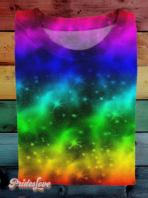 Lgbt Pride Smudge Rainbow Gradient Casual Print T-Shirt Multicolor / S
