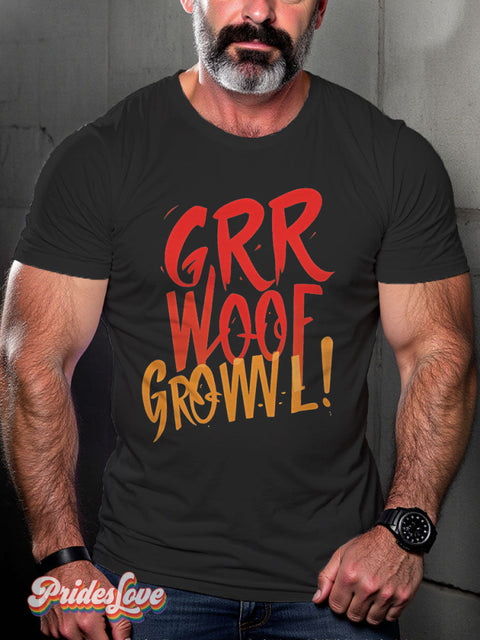 LGBT Proud Bear Pride Woof Casual Print T-shirt Black / S