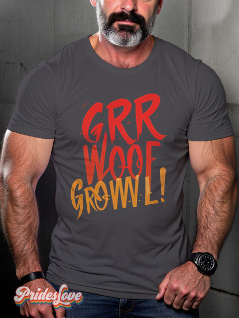 LGBT Proud Bear Pride Woof Casual Print T-shirt Grey / S