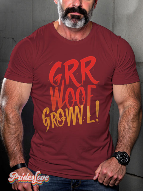LGBT Proud Bear Pride Woof Casual Print T-shirt Maroon / S