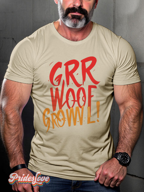 LGBT Proud Bear Pride Woof Casual Print T-shirt Sand / S