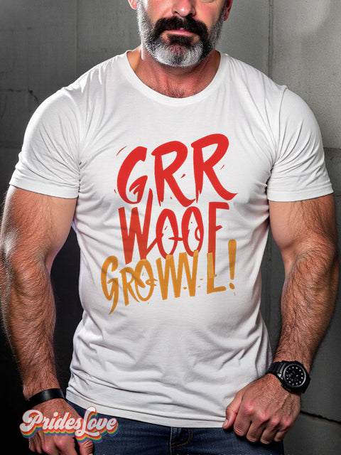 LGBT Proud Bear Pride Woof Casual Print T-shirt White / S