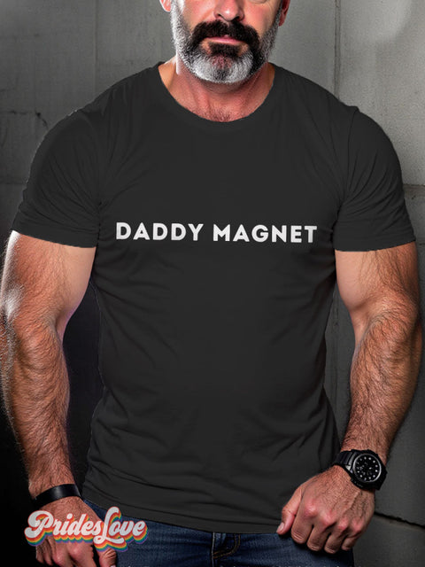 LGBT Proud Daddy Magnet Gay Casual Print T-shirt Black / S