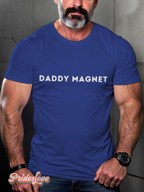 LGBT Proud Daddy Magnet Gay Casual Print T-shirt Blue / S
