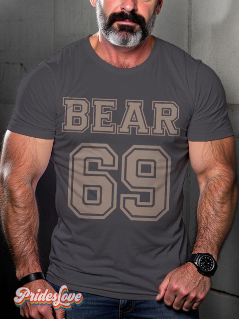 LGBT Proud Gay Bear 69 Community Casual Print T-shirt Grey / S