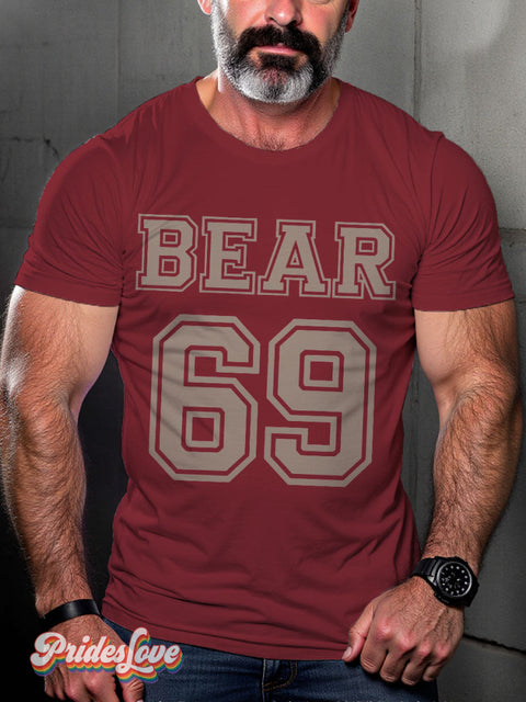 LGBT Proud Gay Bear 69 Community Casual Print T-shirt Maroon / S