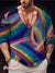 Lgbt Rainbow Astral Gay Vintage Print Casual 100% Cotton Shirt Multicolor / S
