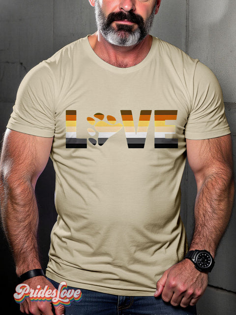 Lgbt Rainbow Bear Pride Love Gay Print T-Shirt Sand / S