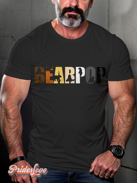 Lgbt Rainbow Classic Gay Bear Bearpop Print T-Shirt Black / S