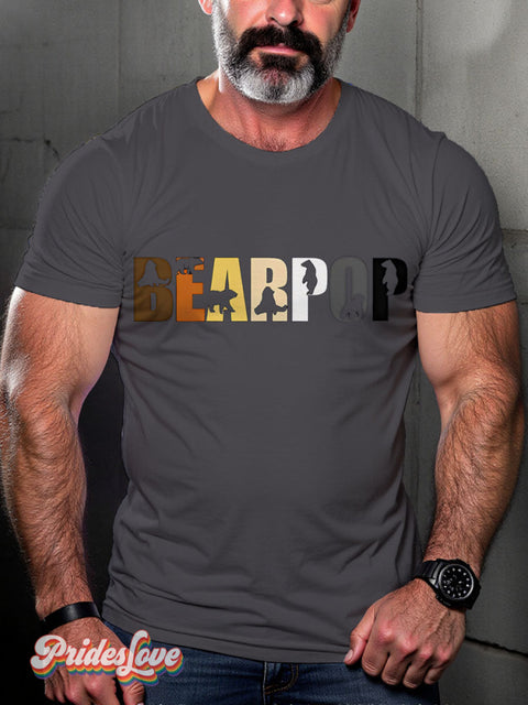 Lgbt Rainbow Classic Gay Bear Bearpop Print T-Shirt Gray / S