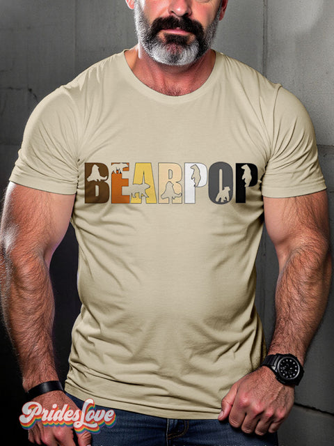 Lgbt Rainbow Classic Gay Bear Bearpop Print T-Shirt Sand / S
