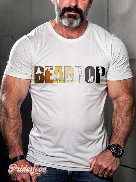 Lgbt Rainbow Classic Gay Bear Bearpop Print T-Shirt White / S