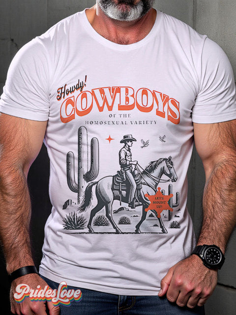 Lgbt Rainbow Cowboy Gay Print T-Shirt Multicolor / S