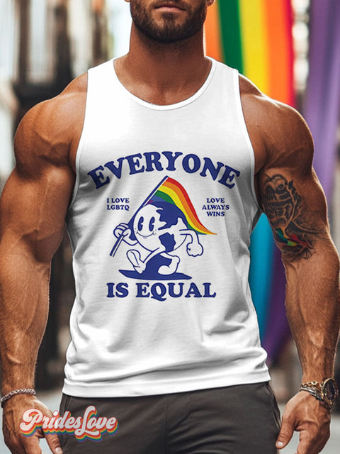 Lgbt Rainbow Everyone Is Equal Gay Righs Print Men’s Tank Top Multicolor / S