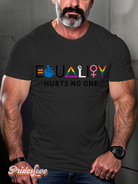 Lgbt Rainbow Gay Equality Hurts No One Print T-Shirt Black / S