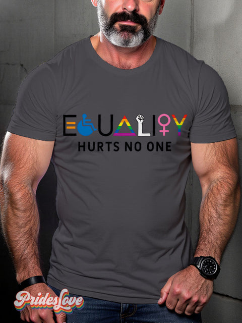 Lgbt Rainbow Gay Equality Hurts No One Print T-Shirt Gray / S