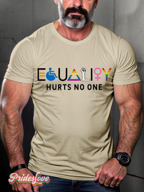Lgbt Rainbow Gay Equality Hurts No One Print T-Shirt Sand / S