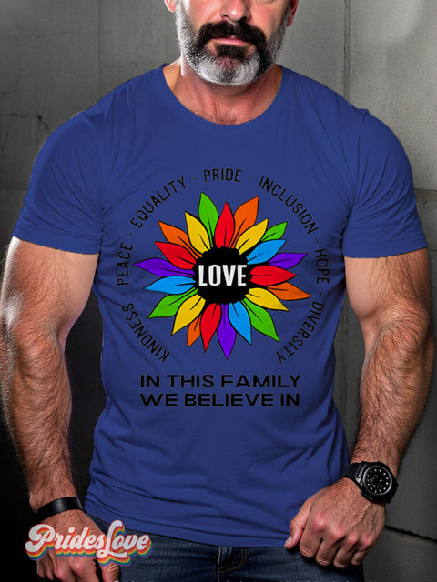 Lgbt Rainbow Gay Pride Inclusion Love Print T-Shirt Royalblue / S
