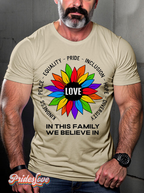 Lgbt Rainbow Gay Pride Inclusion Love Print T-Shirt Sand / S
