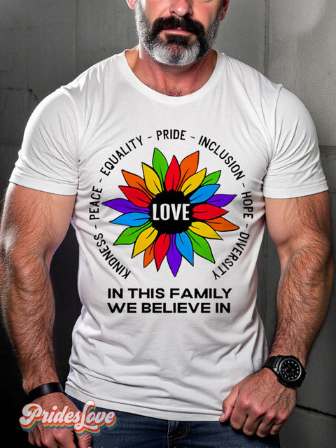Lgbt Rainbow Gay Pride Inclusion Love Print T-Shirt White / S