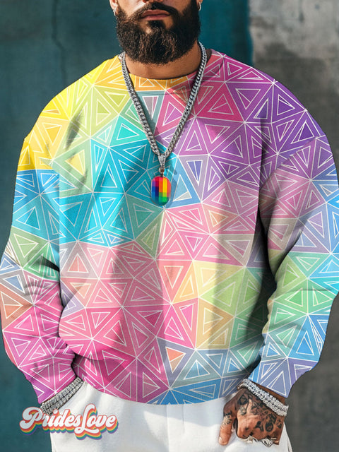 Lgbt Rainbow Gay Triangle Gradient Print Casual Sweatshirt Multicolor / S