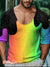 Lgbt Rainbow Gradient Gay Art Vintage Print Casual 100% Cotton Shirt Multicolor / S