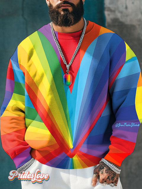 Lgbt Rainbow Gradient Heart Gay Print Casual Sweatshirt