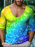 Lgbt Rainbow Gradient Paint Splatter Gay Art Vintage Print Casual 100% Cotton Shirt Multicolor / S