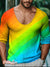 Lgbt Rainbow Gradient Stripes Gay Art Vintage Print Casual 100% Cotton Shirt Multicolor / S