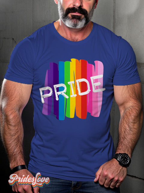 Lgbt Rainbow Gradient Stripes Pride Gay Print T-Shirt Royalblue / S