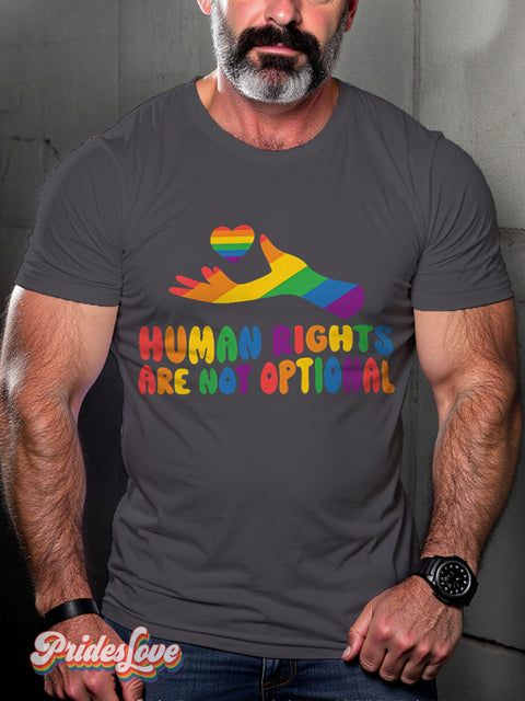 Lgbt Rainbow Human Pride Love Is Love Gay Print T-Shirt Gray / S