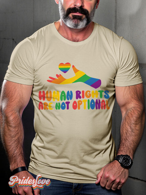Lgbt Rainbow Human Pride Love Is Love Gay Print T-Shirt Sand / S