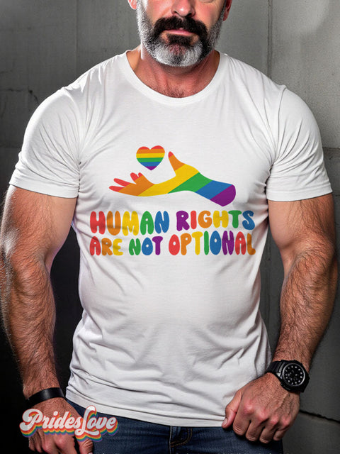 Lgbt Rainbow Human Pride Love Is Love Gay Print T-Shirt White / S