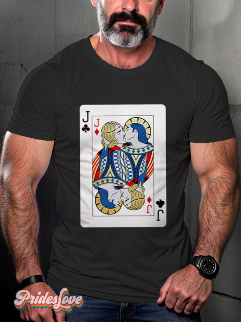 Lgbt Rainbow Jack Playing Card Gay Art Print T-Shirt Black / S