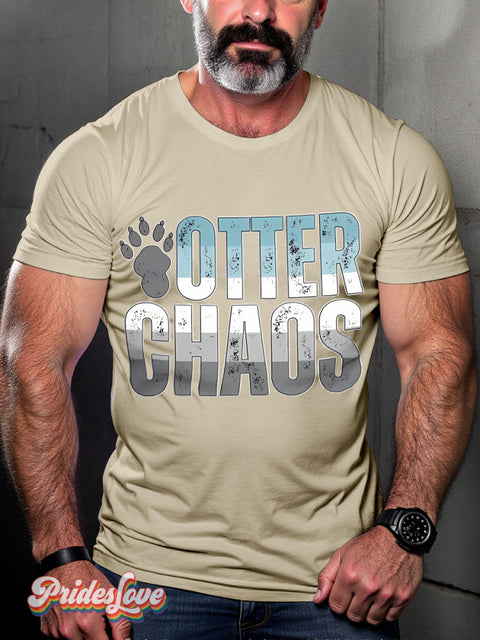 Lgbt Rainbow Otter Chaos Gay Print T-Shirt