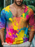 Lgbt Rainbow Paint Splatter Ink Spots Gay Art Vintage Print Casual 100% Cotton Shirt Multicolor / S