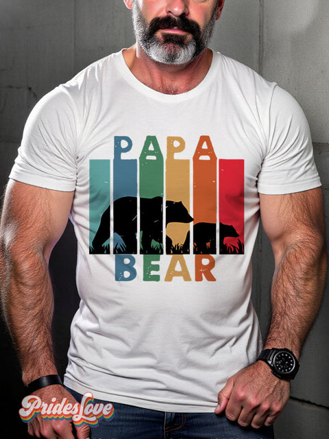 Lgbt Rainbow Papa Bear Gay Print T-Shirt