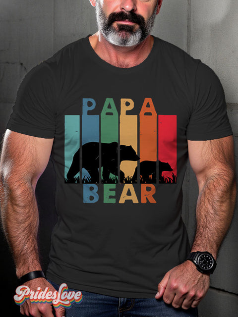 Lgbt Rainbow Papa Bear Gay Print T-Shirt