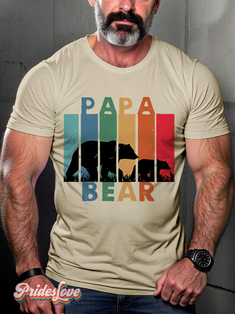 Lgbt Rainbow Papa Bear Gay Print T-Shirt
