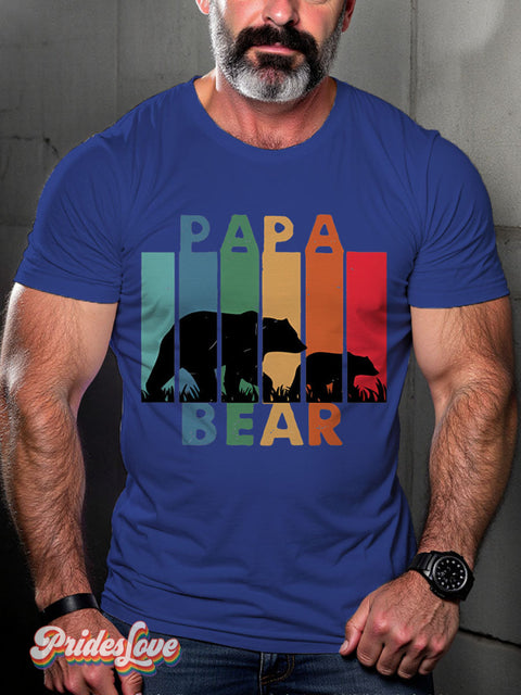 Lgbt Rainbow Papa Bear Gay Print T-Shirt