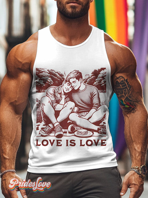 Lgbt Rainbow Picnic Date Love Is Gay Print Men’s Tank Top
